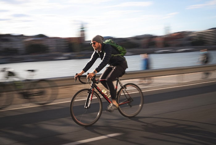 Young man on bicycle